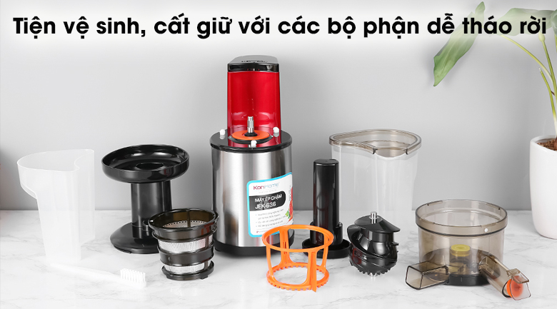 Máy ép trái cây Korihome JEK-636 - Các bộ phận của máy ép trái cây có thể tháo rời nhẹ nhàng