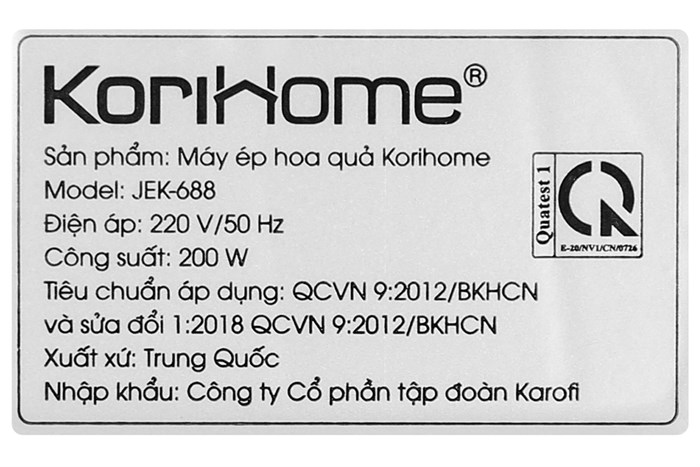 Máy ép trái cây Korihome JEK-688 Màu Đỏ
