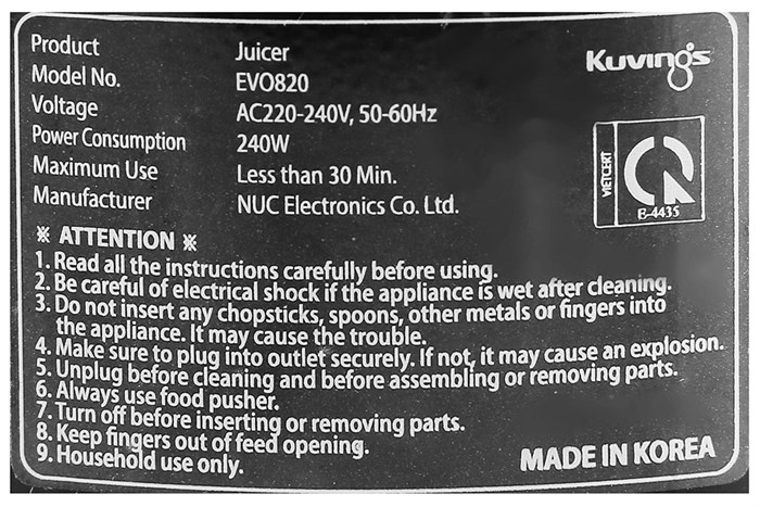 Máy ép chậm Kuvings EVO820 đỏ Màu Đỏ