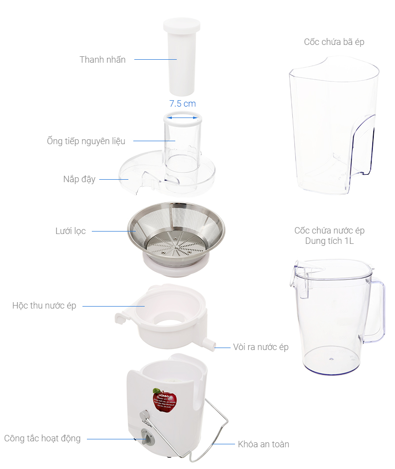 Review máy ép trái cây Hommy GS 321 dùng để làm nước ép trái cây, rau củ