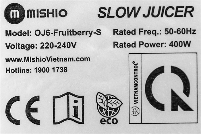 Máy ép chậm Mishio OJ6-Fruitberry-S Màu Bạc Inox