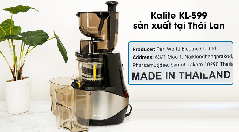 Máy ép chậm Kalite KL-599 - An tâm khi sử dụng nhờ sản xuất tại Thái Lan theo công nghệ Úc tiên tiến