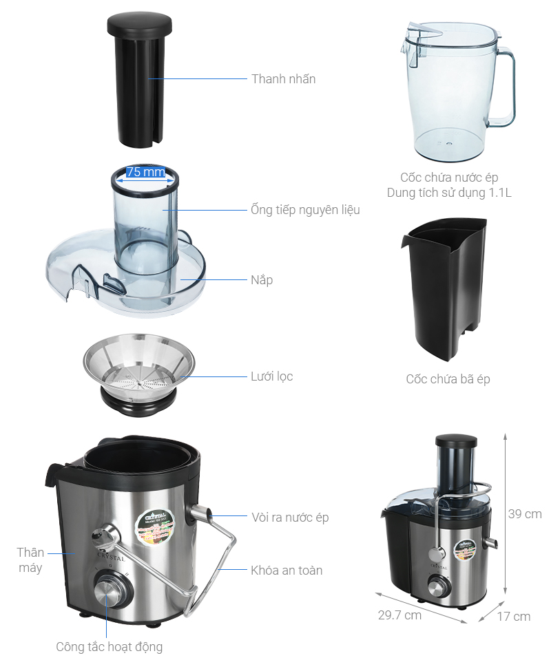 Máy ép trái cây Crystal GS-333