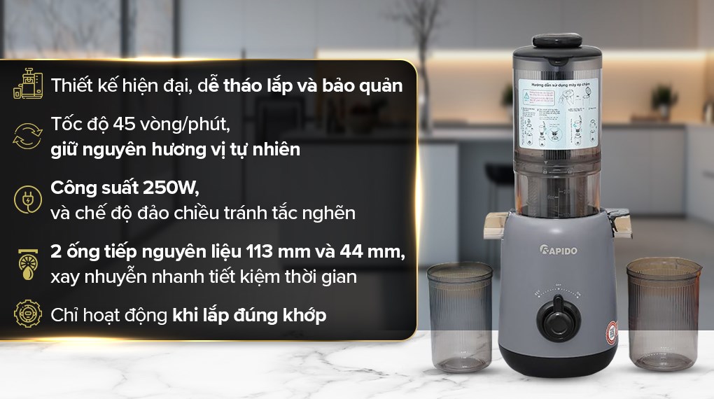 Máy ép chậm Rapido RSJ-250GM