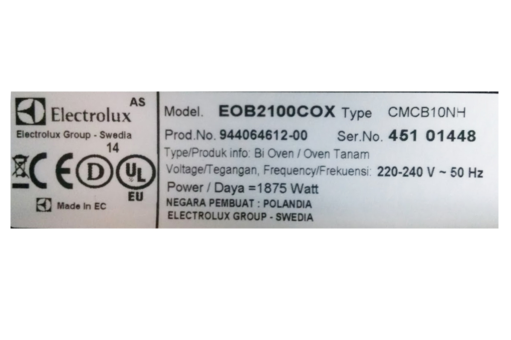 Mua lò nướng âm Electrolux EOB2100COX 53 lít