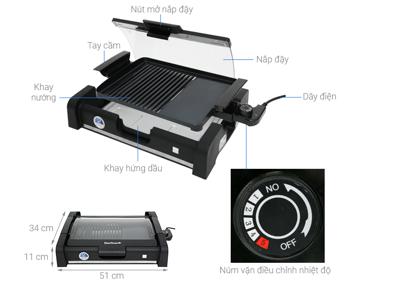 Bếp nướng điện Bluestone EGB-7455 1650W