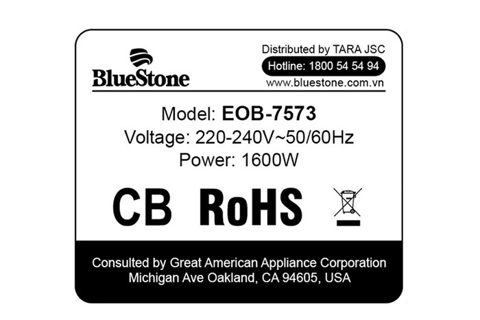 Lò nướng BlueStone EOB-7573 28 lít Màu Đen