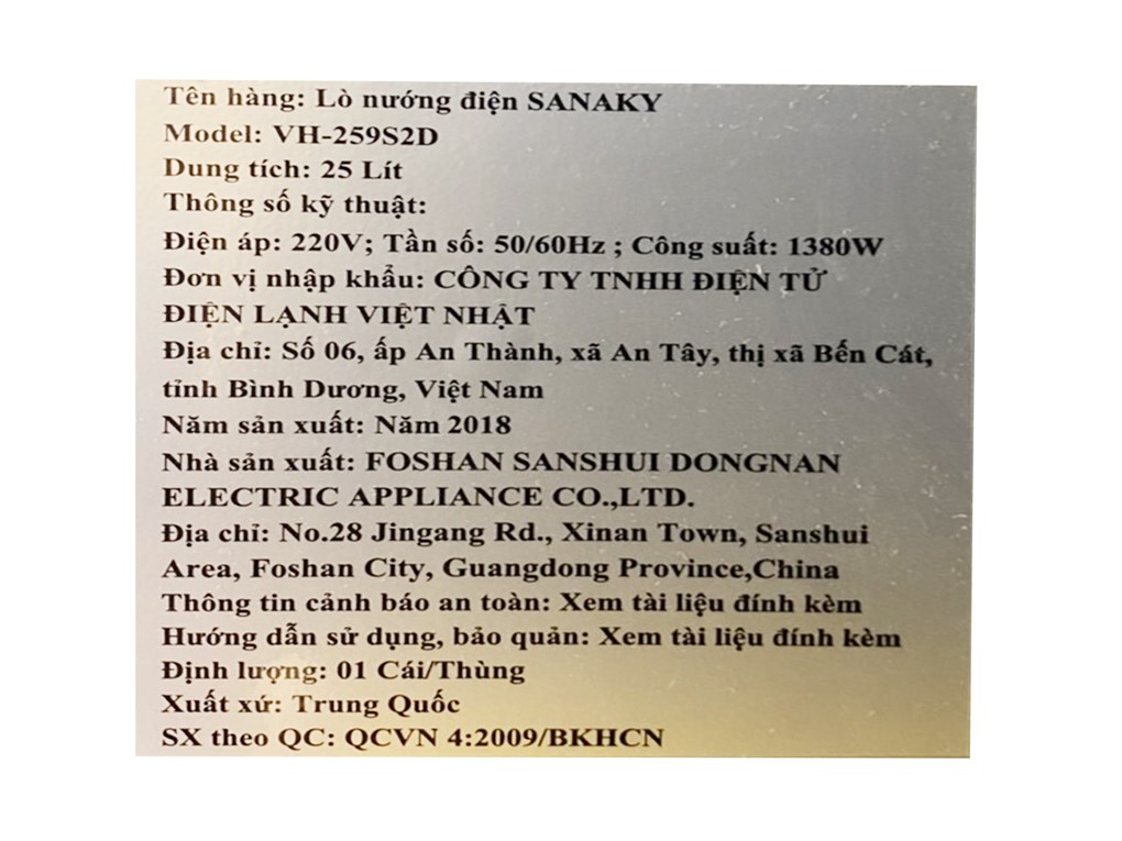 Mua lò nướng Sanaky VH259S2D 25 lít
