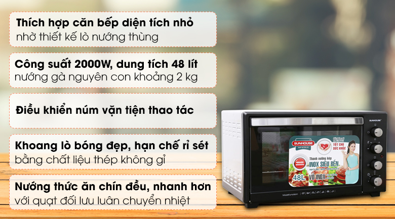 Lò nướng điện Sunhouse SHD4248S 48 lít
