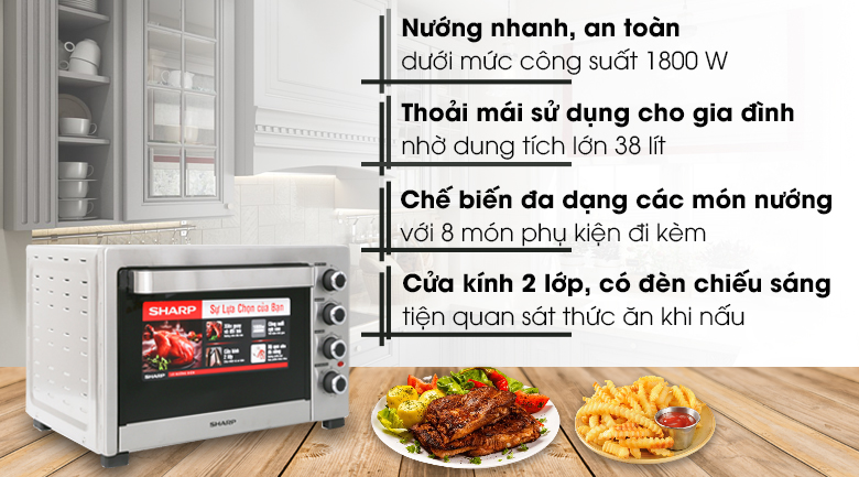 Lò nướng Sharp EO-A384RCSV-ST 38 lít - 16