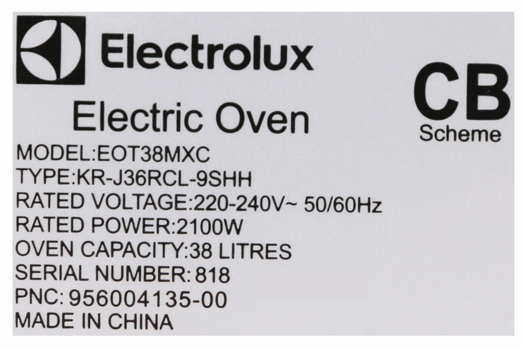 Bán lò nướng Electrolux EOT38MXC 38 lít