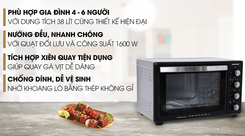 Lò nướng Sunhouse SHD4238S 38 lít
