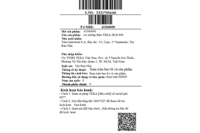 Lò nướng âm Teka HLB 860 70 lít Màu Đen