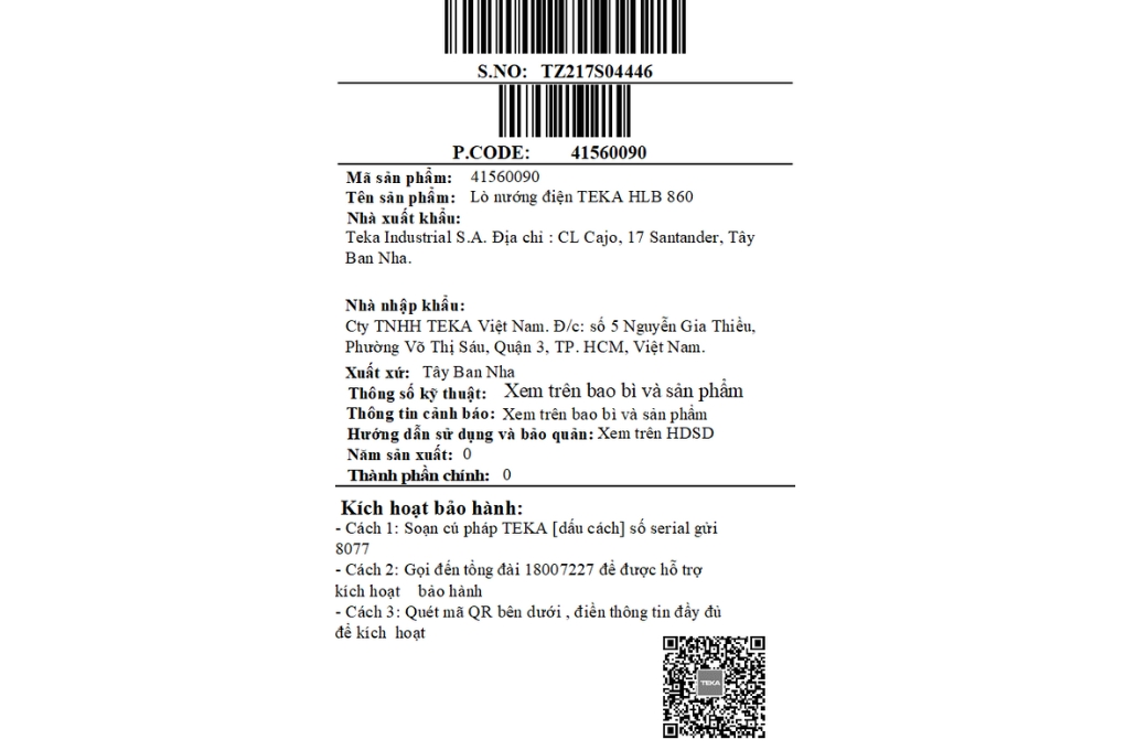 Lò nướng âm Teka HLB 860 70 lít Màu Đen