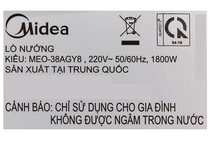 Lò nướng Midea MEO-38AGY8 38 lít Màu Đen