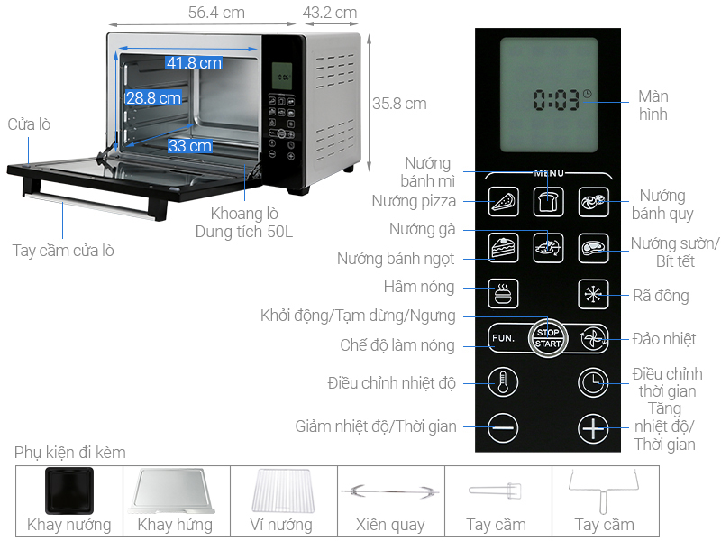 Lò Nướng Sanaky VH 5088N2D 50 lít