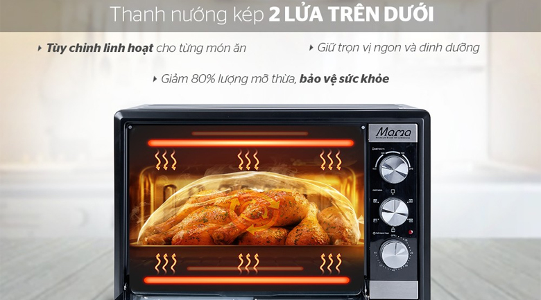 Thanh nướng kết hợp quạt đối lưu - Lò nướng Sunhouse Mama SHD4240 40 lít