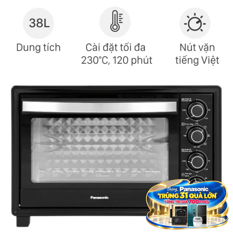 Lò nướng thùng Panasonic 1500W NB-H3801KRA 38 lít