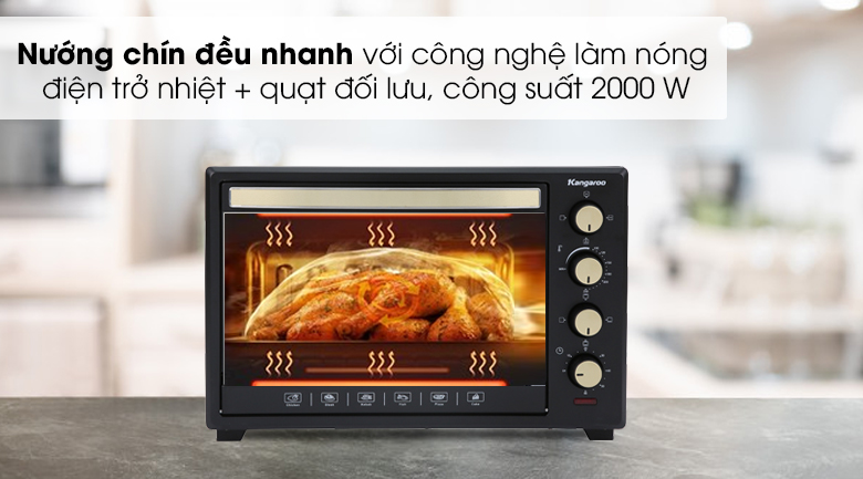 Lò nướng Kangaroo KG5201 52 lít - Nướng thức ăn chín đều, nhanh