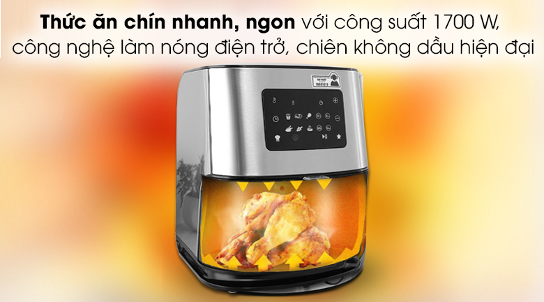 Nồi chiên không dầu Malloca MAF-06 6 lít - Làm giảm dầu mỡ cho thức ăn chín nhanh, ngon