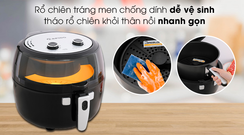 Nồi chiên không dầu Rapido RAF6.5M 6.5 lít - Rổ chiên tráng men chống dính bền tốt