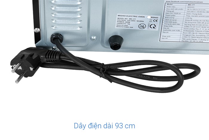 Lò nướng Mishio MK-177 14 lít Màu Đen