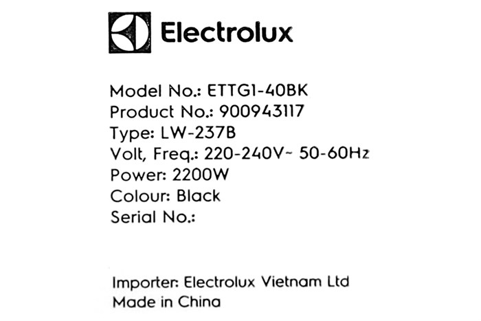 Bếp nướng điện Electrolux ETTG1-40BK 2200W Màu Đen