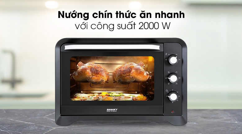 Lò nướng Sanaky LN.VH809S2D 80 lít - Hoạt động với công suất mạnh mẽ 2000W,