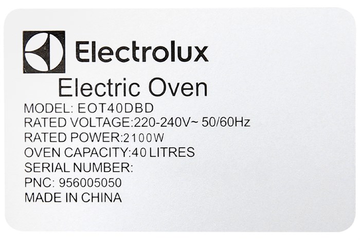 Lò nướng Electrolux EOT40DBD 40 lít Màu Đen