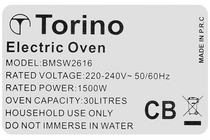 Lò nướng Torino BMSW2616 Màu Đen
