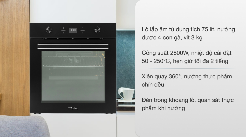 Lò nướng âm Torino TSS0101 75 lít