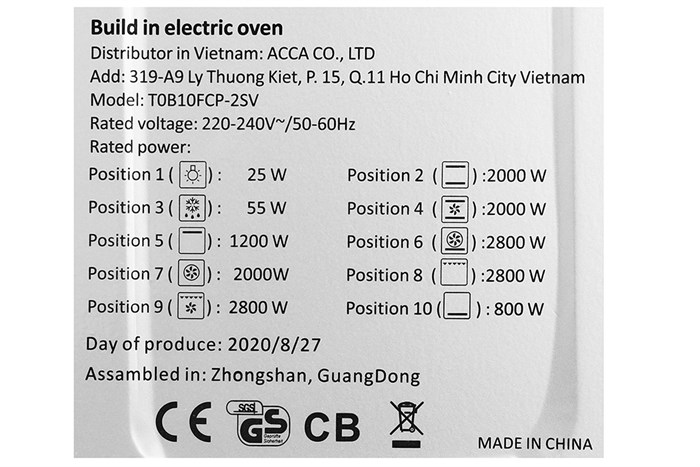 Lò nướng âm Torino T0B10FCP-2SV 75 lít Màu Đen - Bạc