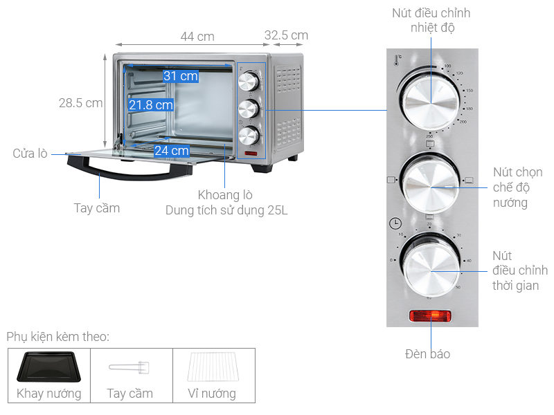 Lò nướng Mishio MK-254 25 lít