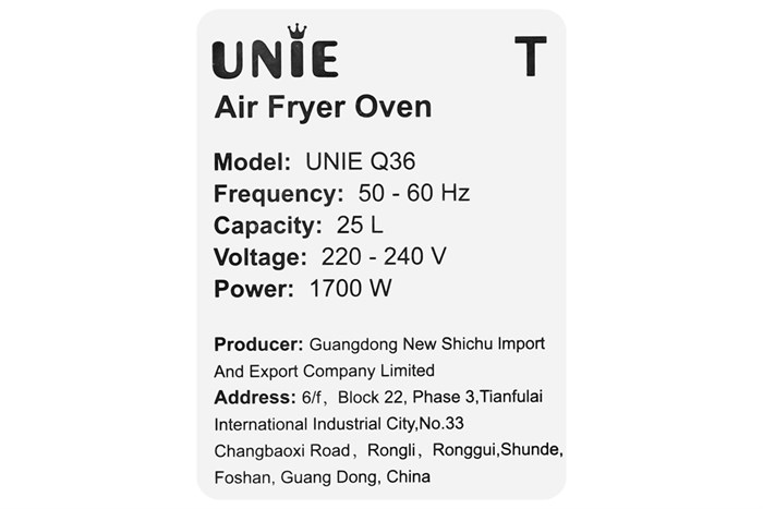 Lò nướng chiên không dầu Unie Q36 25 lít Màu Xanh Dương