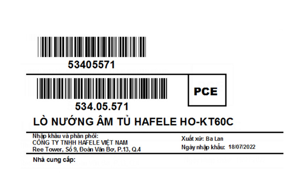 Lò nướng âm Hafele HO-KT60C (534.05.571) 65 lít Màu Đen - Xám