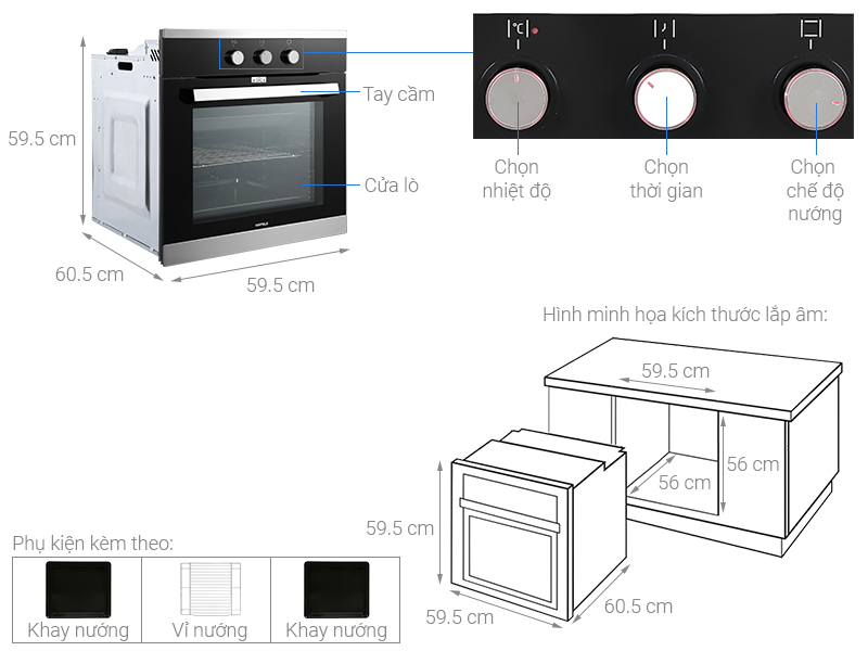 Lò nướng lắp âm Hafele HO-K60B (534.05.581) 65 lít