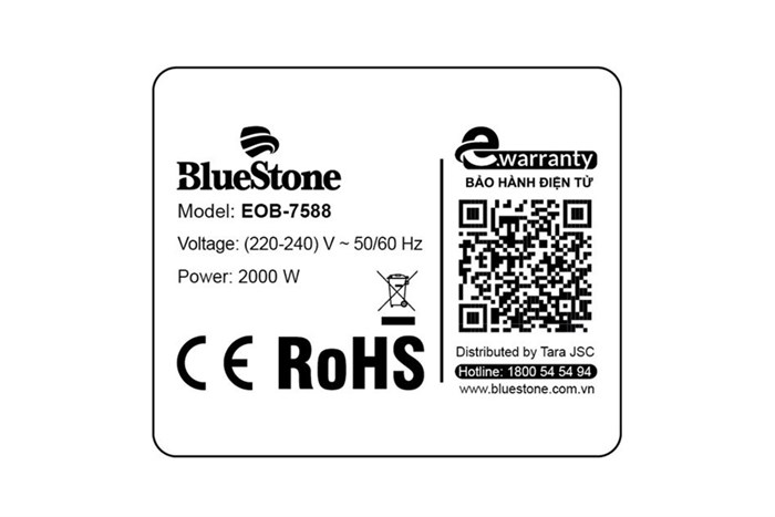 Lò nướng BlueStone EOB-7588 42 lít Màu Đen