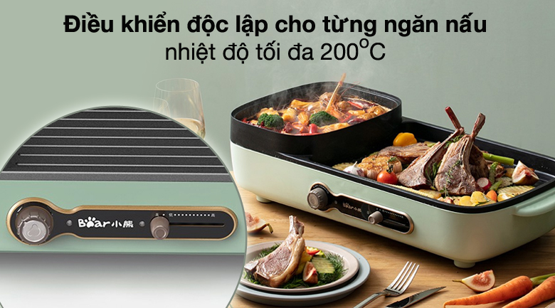 Dễ dùng - Bếp lẩu nướng đa năng Bear DKL-C15G1