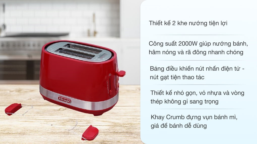 Máy nướng bánh mì Delonghi CTLA2103.R - 2
