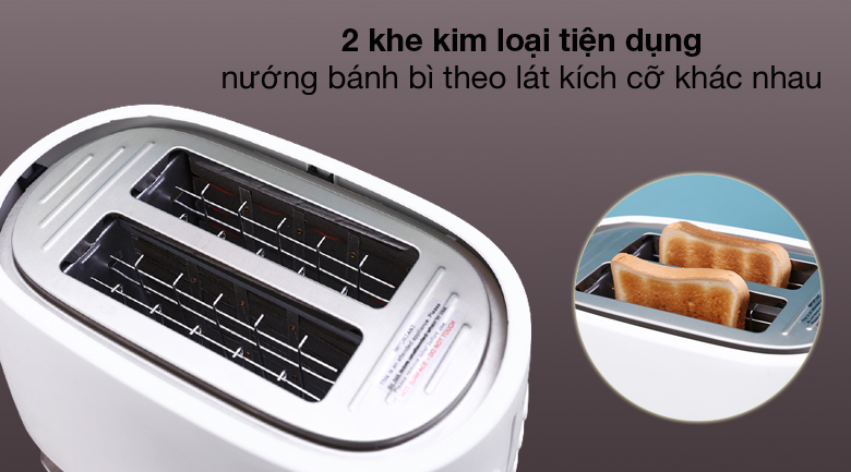 2 khe nướng - Máy nướng bánh mì Delonghi CTLA2103.W