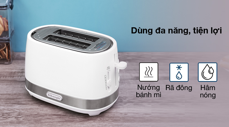 3 chức năng - Máy nướng bánh mì Delonghi CTLA2103.W