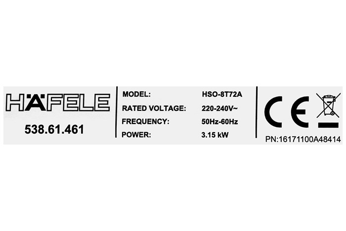 Lò nướng kết hợp hấp lắp âm Hafele HSO-8T72A (538.61.461) 72 lít Màu Đen