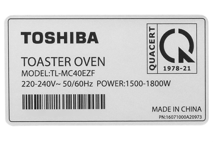 Lò nướng Toshiba TL-MC40EZF(GR) 40 lít Màu Đen