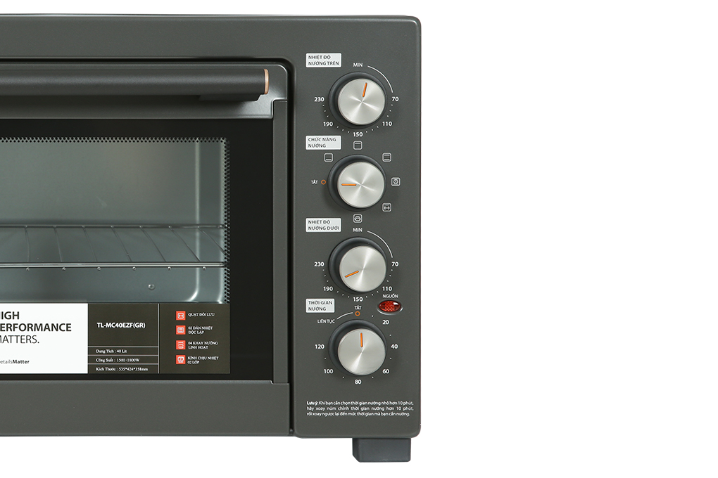 Lò nướng Toshiba TL-MC40EZF(GR) 40 lít Màu Đen