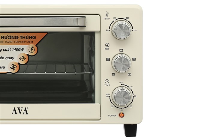 Lò nướng AVA TO2501 25 lít Màu Kem