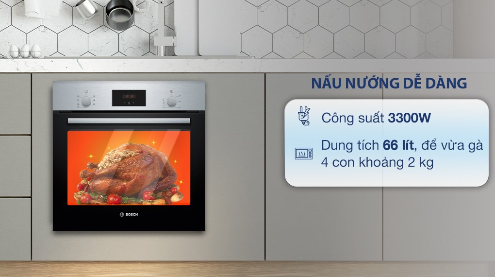Lò nướng âm Bosch HMH.HBF133BS0A 66 lít