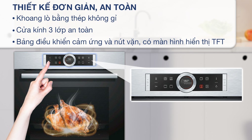 Lò nướng âm Bosch HBG633BS1A 71 lít