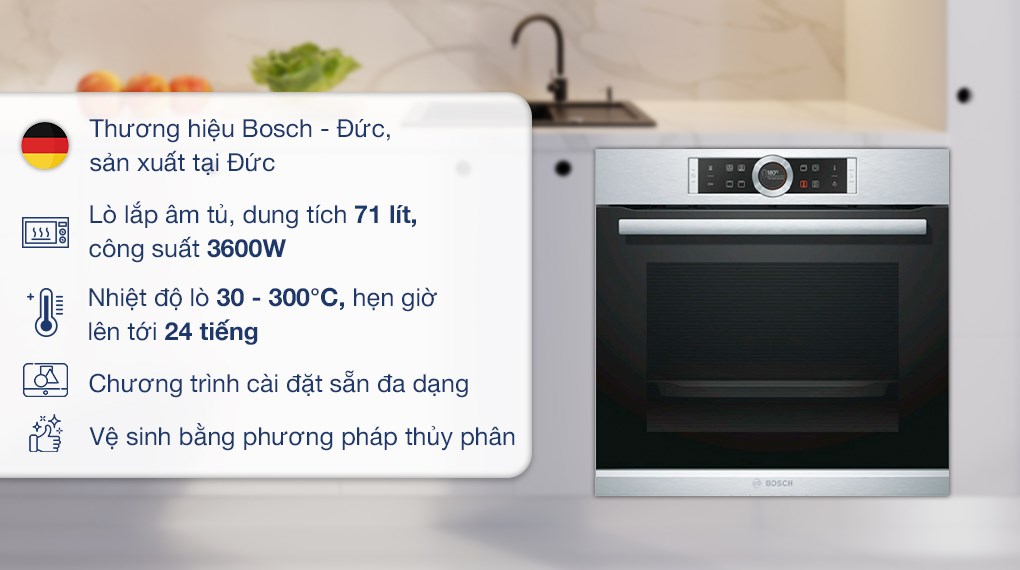 Lò nướng âm Bosch HBG633BS1A 71 lít