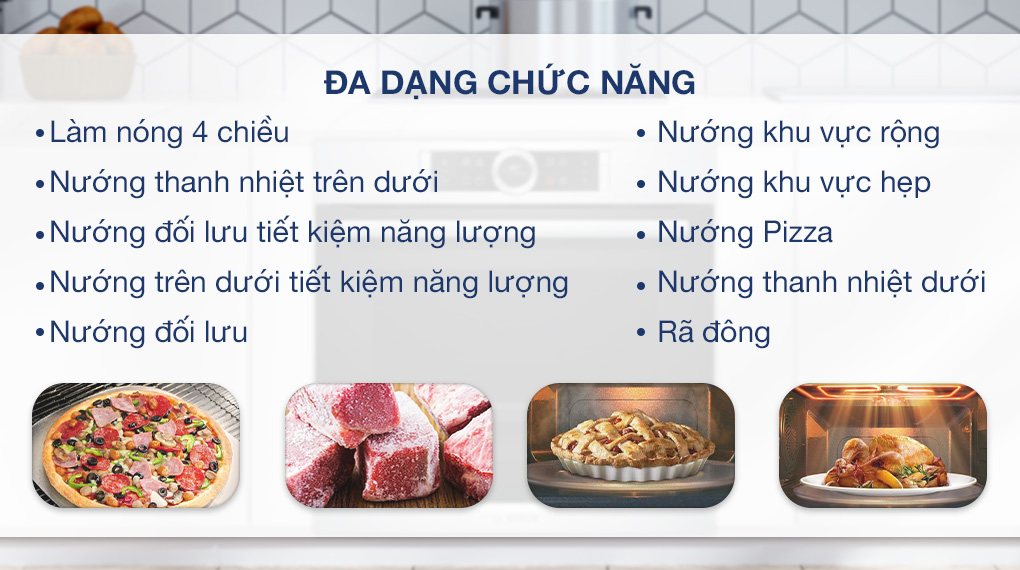 Lò nướng lắp âm Bosch HMH.HBG633BS1A 71 lít - Chức năng