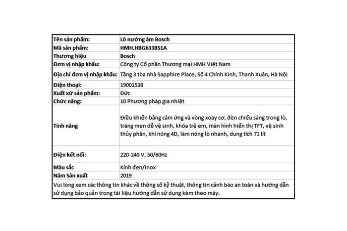 Lò nướng âm Bosch HBG633BS1A 71 lít Màu Đen - Xám